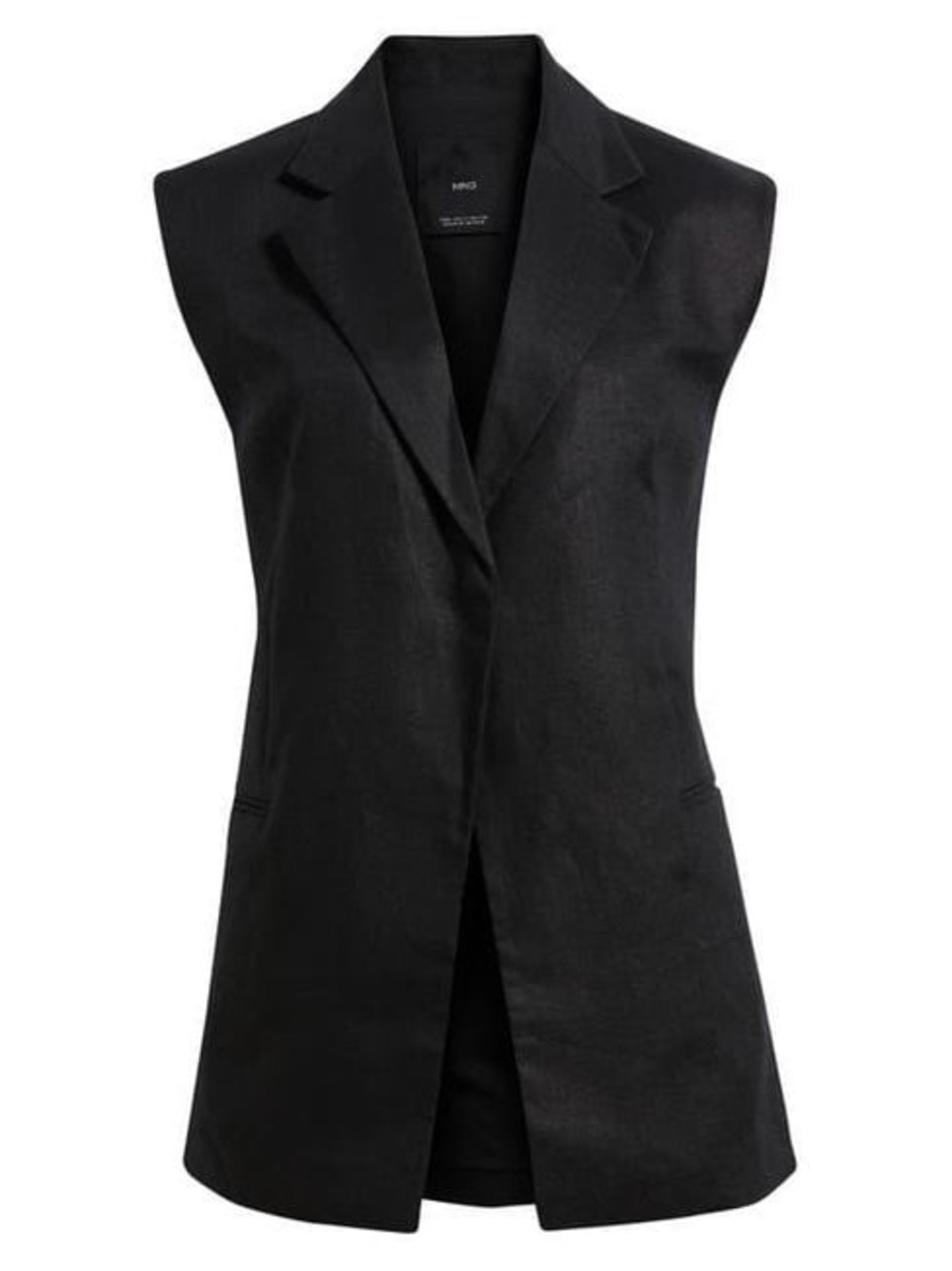 NWT Mango linen Black Sleeveless Tailored Blazer Vest